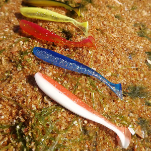 Señuelo Blando Bicolor con Cola en T <span class=keywords><strong>Shark</strong></span> Man DR03A 5.5CM/7CM con Anzuelos de Pesca de Fondo de Plástico, Atrae Salmón, Carpa y Pez Mandarín - Product Image 3