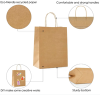 Sac cadeau à poignée plate, petit sac en papier kraft, sac en papier artisanal personnalisé, logo personnalisé, merci, entreprise, couleur personnalisée