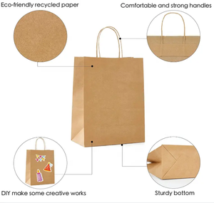 Bolsa de Regalo de Papel Kraft Pequeña con Asa Plana, Bolsa de Papel Artesanal Personalizada con Logotipo, Color Personalizado para Negocios - Product Image 3