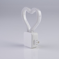 Lampe de nuit LED néon en forme de cœur romantique en ABS avec température de couleur multiple et prise américaine - Cadeau de la Saint-Valentin, décoration d'intérieur