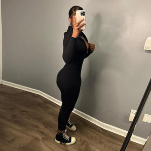 Đầm dài có mũ trùm đầu, khóa kéo, tay dài, dáng ôm, chất liệu trơn, dành cho nữ, mùa thu xuân 2024 - Product Image 6