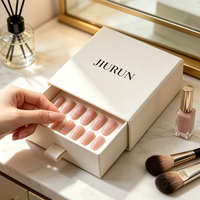 Boîte cadeau coulissante rose personnalisée, boîte d'emballage de luxe pour faux ongles avec insert en mousse et dorure à chaud