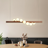 Lampe suspendue moderne en verre LED pour îlot de cuisine, luminaire décoratif nordique en bois de noyer pour restaurant, lustres pour salle à manger