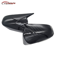 Accessoires de voiture ABS Glossy Black Carbon Fiber Look Rearview Mirror Cover Cap Mirror Shell pour Toyota Yaris L 2014-2022