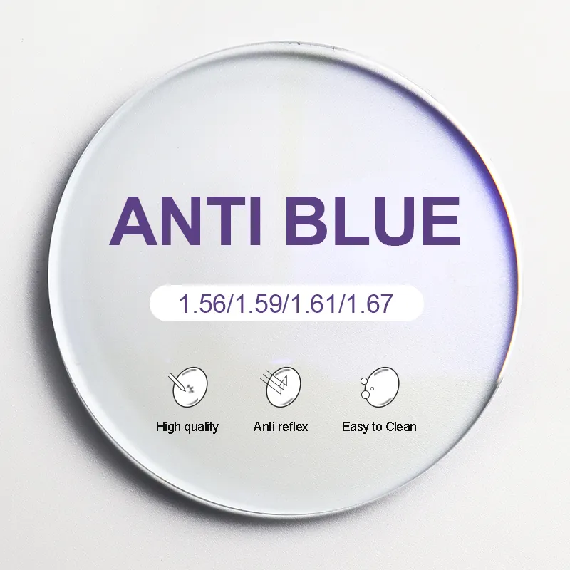Оптовая продажа 1,61 анти синий свет синий блок среза нет базового цвета офтальмологические оптические линзы
