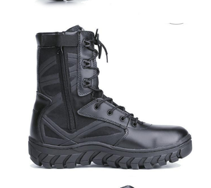 Chaussures de randonnée DFA120 en toile kaki et noire avec bandes renforcées et fermeture éclair latérale sur les manches - Product Image 6