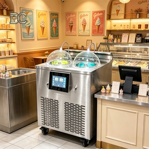 Machine à glaces verticale commerciale à double cylindre et dessus ouvert, avec certification CE/ETL, pour la fabrication de gelato et de glaces dures - Product Image 1