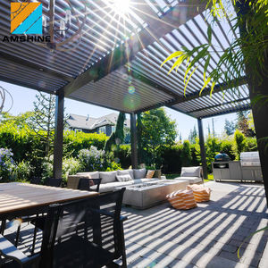 12 'X 20' esterno Hardtop Gazebo motorizzato esterno giardino impermeabile <span class=keywords><strong>Pergola</strong></span> pareti di vetro alluminio esterno a lamelle - Product Image 2