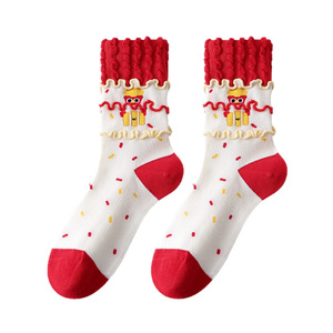 Calcetines casuales <span class=keywords><strong>de</strong></span> media pantorrilla DUDU SNOW Fries para mujer, <span class=keywords><strong>de</strong></span> algodón, antideslizantes, con diseño <span class=keywords><strong>de</strong></span> dibujos animados Kawaii, sin costuras, estilo japonés, para primavera y festividades. - Product Image 5