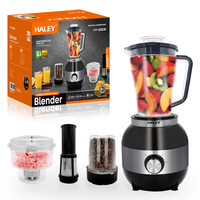 Mixeur Électrique Commercial HALEY, Hachoir à Viande, Extracteur de Jus, Gris Noir, Lame en Acier Inoxydable, 1200W, 1,8L, 3 Vitesses, Fonction Pulse