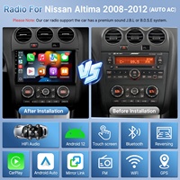 Estéreo para Auto Android de 9 Pulgadas, 2+32 GB, Radio Doble DIN para Nissan Altima 2008-2012, Aire Acondicionado Automático, Carplay Inalámbrico, Android Auto, Wifi