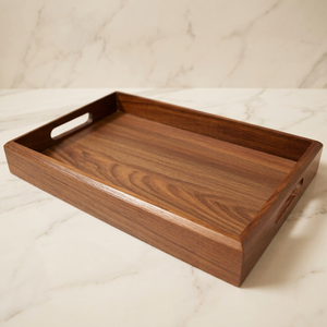 Sheesham Wood Serving <b>Tray</b> <b>Handles</b> Snacks Tea Coffee Breakfast Home Restaurant Hotel | OEM Bulk Export Dishwasher Safe - Product Image 1