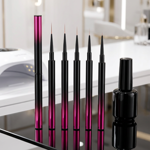 Pinceau à ongles avec manche métallique, pointe ovale et fine, poils en nylon, outil de peinture au gel OEM pour la décoration d'ongles haut de gamme en salon - Product Image 4