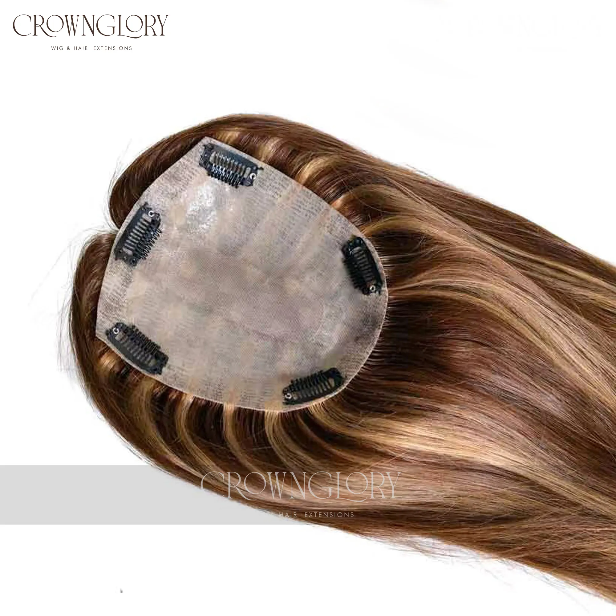 Voll-Pu-Basis Oberteil Damenhaar Oberteil braun Highlight-Farbe Haarteil echthaar-Toupee für Frauen Haarausfall