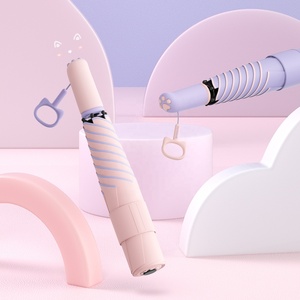 <span class=keywords><strong>Parasol</strong></span> pliable de poche à imprimé chaton, doublure noire épaisse <span class=keywords><strong>anti</strong></span>-UV UPF50+, résistant au <span class=keywords><strong>vent</strong></span>, léger, pour femmes, protection soleil et pluie - Product Image 1