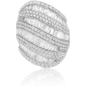 Ornaatis Cocktail <b>Ring</b> 3.30 Cttw Diamond Sterling <b>Silver</b> Channel Set Women's Party Jewelry - Product Image 1