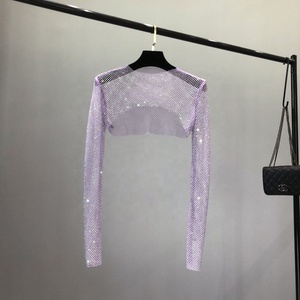 Kamisol Prancis Berlian Warna-warni, Selendang Pelindung Sinar Matahari Berbahan Jaring Berlian, Gaya Tipis Musim Panas, Lengan Panjang Setengah Berlapis untuk Wanita - Product Image 5