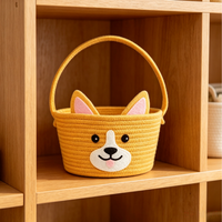 Panier de rangement multifonctionnel en coton tressé motif ours mignon, écologique, moderne et simple, idéal pour le salon ou comme panier cadeau
