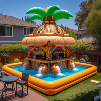 Bar flottant gonflable pour adultes, pour les loisirs et les divertissements en plein air, fête aquatique, piscine avec tente, certifié CE, en PVC.