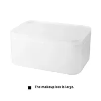 Boîte de rangement de bureau rectangulaire en plastique transparent avec couvercle, organiseur de cosmétiques et de soins de la peau, empilable, capacité 2L, 40x40x25cm