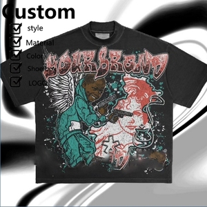 Personnalisé 240gsm Vintage Lavé Hommes T-shirt Hommes en Détresse Coton vierge Surdimensionné T-shirt - Product Image 1