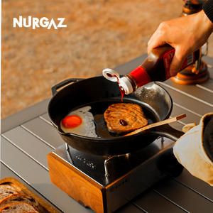 Poêle en fonte NURGAZ pour le camping, noire, non revêtue, épaisse, portable, pour la cuisson en extérieur - Product Image 3
