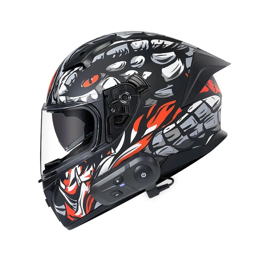 工場ビッグテールモーターサイクルヘルメットダブルバイザーフィルアップヘルメットワイヤレス認証モジュラーカスコを指導し、対処する