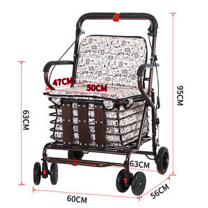 Carros <span class=keywords><strong>de</strong></span> <span class=keywords><strong>mano</strong></span> plegables <span class=keywords><strong>de</strong></span> cuatro ruedas para ancianos Poleas pequeñas Walker & Rollator para compras <span class=keywords><strong>de</strong></span> comestibles - Product Image 4