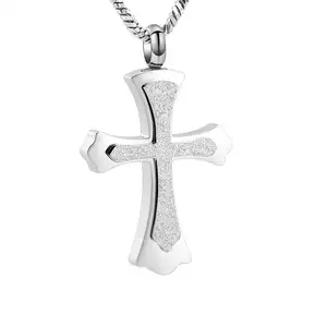 cross in cross Cremation Urn necklace memory ashes urn pendant Stainless Steel shinning holder keepsake Jewel jesus celtic