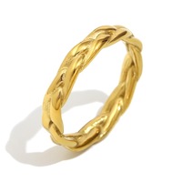 Bague en corde torsadée personnalisée en acier inoxydable plaqué or 18 carats à la mode superposition de bijoux de mariage texturés à porter quotidiennement