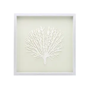 White Square Wooden Home Decor Special Hand Pinch Paper Tree Design Picture Photo Frame