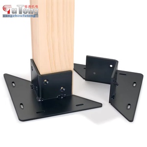 Base d'ancrage pour <span class=keywords><strong>poteau</strong></span> de clôture en <span class=keywords><strong>bois</strong></span>, revêtement noir en poudre, livrée avec vis à <span class=keywords><strong>bois</strong></span> et chevilles à béton - Product Image 2