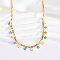 Chaînes en acier titane de luxe léger pour femmes, couleur or 18 carats, inaltérable, avec étoile bleue à cinq branches, style sportif et personnalisé