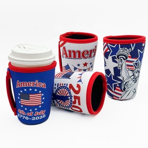 Portavasos con Asa para el 4 <span class=keywords><strong>de</strong></span> Julio, Decoración, Sublimación, Personalizado, Logotipo Personalizado, Funda para Taza <span class=keywords><strong>de</strong></span> Café, Portavasos Personalizado para Bodas - Product Image 4