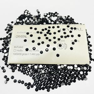 พลอยเทียมแก้วคริสตัลหลังเรียบเป็นพลอยเทียมสีดำ SS20แบบ DIY สำหรับเล็บงานฝีมือแบบ DIY พลอยเทียมแบบไม่ใช้ความร้อน - Product Image 1