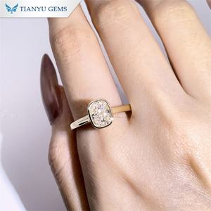 Tianyu Gems 10k 14k 18k or jaune allongé taille coussin diamant cultivé en laboratoire Cvd 1.5ct DEF VS1 bague de fiançailles - Product Image 3