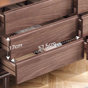 ตู้ข้างไม้เนื้อแข็ง 1200x400x690 ลิ้นชักหกชั้นสำหรับจัดเก็บของในห้องนั่งเล่นและห้องนอน - Product Image 2
