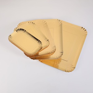 Vente en gros d'usine, assiettes en papier jetables de 1,5 mm d'épaisseur, 28 cm, dorées, pour la décoration de gâteaux de fête d'anniversaire - Product Image 4