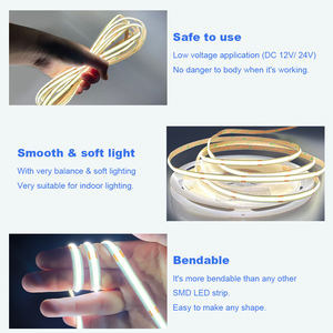 Bande de décoration intérieure QM Bande COB Offres Spéciales Fabricant de bande LED Cob <span class=keywords><strong>12Volt</strong></span> 10M Flex Flexible Blanc chaud 12V Smart 24V Cob - Product Image 4