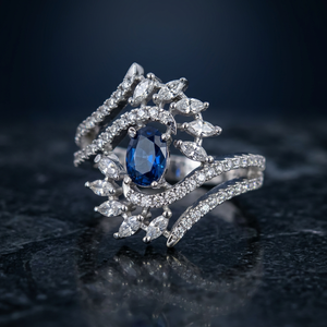 Artificial Jewellery Exporter in India American Diamond <b>Adjustable</b> <b>Ring</b> with Rhodium Plating 444824 - Product Image 1