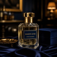 Étiquette autocollante métallique personnalisée pour flacon de parfum rectangulaire arrondi en aluminium bleu marine, directement de l'usine, avec logo personnalisé pour l'emballage.