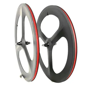 BIKEDOC SP-E3 Carbon Road Bike Tri-Spoke Wheel Tubular & Clincher Track Bicycle Wheels