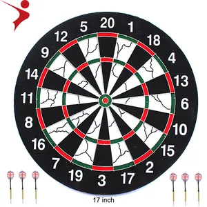 Papan Dartboard Ujung 17 Inci Permukaan Berkelompok dengan 6 Anak Panah Termasuk Permainan Papan Anak Panah Menyenangkan Mainkan Hadiah Set Barang Kepala