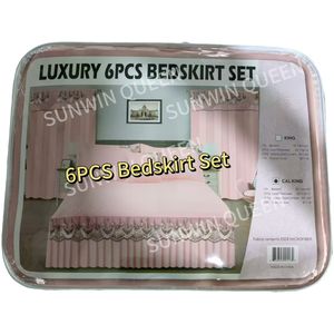 Wholesale 6PCS Quilted Bedspread Set Polyester Bed Sheet with Lace Bed Skirt <strong>Matching</strong> <strong>Curtains</strong> Small <strong>Cushion</strong> Woven Technique - Product Image 6