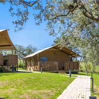Tente de safari carrée de luxe personnalisable pour hôtel, en toile double épaisseur, imperméable, pour le glamping et le camping en extérieur, toutes saisons