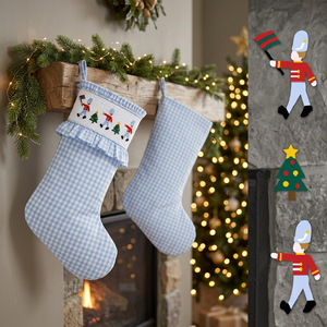 Babeeni Blue Christmas Cotton Embroidered Stockings OEKO-TEX Certified Sleeveless Flame Retardant Nontoxic Heat-Insulation - Product Image 2