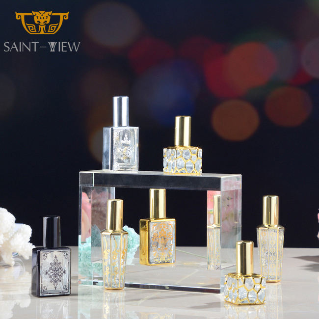 Custom Fancy Design Mini Refillable Square Travel Clear 10ml 12ml Perfume Push Spray Bottles