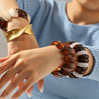 Bracelet élastique tendance KITI en résine et acier inoxydable plaqué or 18 carats, motif tortue, bijou fantaisie en acrylique