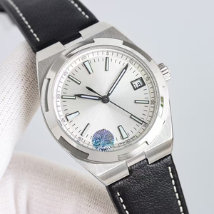 Top-tier Luxury Factory Wholesale Mens Wristwatch Steel Case Silver Face Black Leather Band Automatic Mechanical Reloj Hombre - Product Image 2