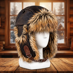 Chapeau d'aviateur en fourrure d'hiver Saffili, en cuir véritable, avec cache-oreilles, casquette bomber unisexe pour adulte, pour l'extérieur - Product Image 4